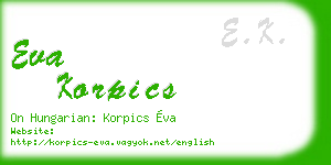 eva korpics business card